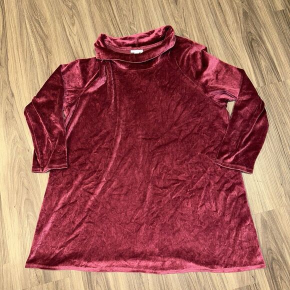 J. Jill Dresses & Skirts - J.‎ Jill Pure Jill Burgundy Velvet Velour Long Sleeve Size XL Cowl neck Tunic